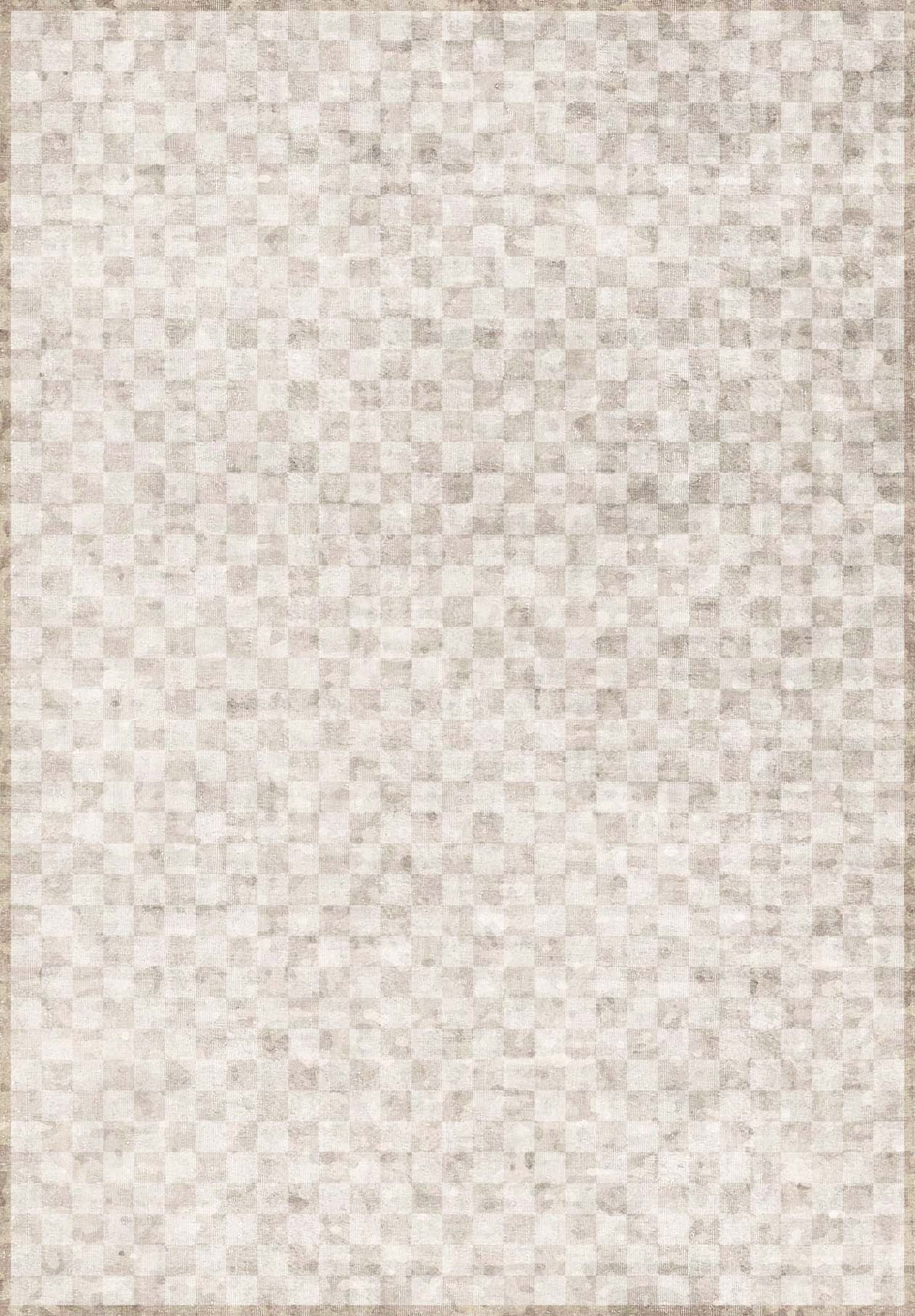 The Opulent Threads - Washable Rug - JRN27 (Custom Size) features a soft checkerboard pattern in off-white and beige, adding subtle geometric style. Its washable design is ideal for high-traffic and allergy-sensitive areas.