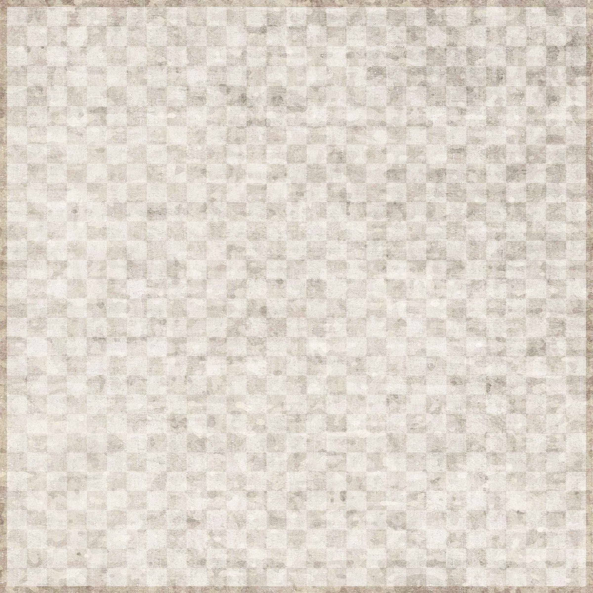 The Opulent Threads - Washable Rug - JRN27 (Custom Size) features a subtly worn, vintage-style grid of light gray and off-white checkerboard squares—perfect for high-traffic areas.