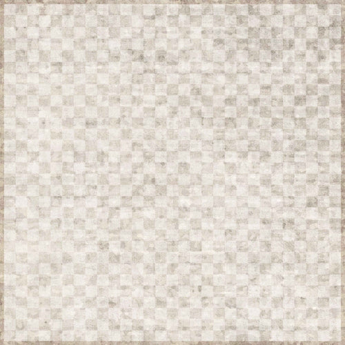 Load image 1 in gallery view. The Opulent Threads - Washable Rug - JRN27 (Custom Size) features a subtly worn, vintage-style grid of light gray and off-white checkerboard squares—perfect for high-traffic areas.