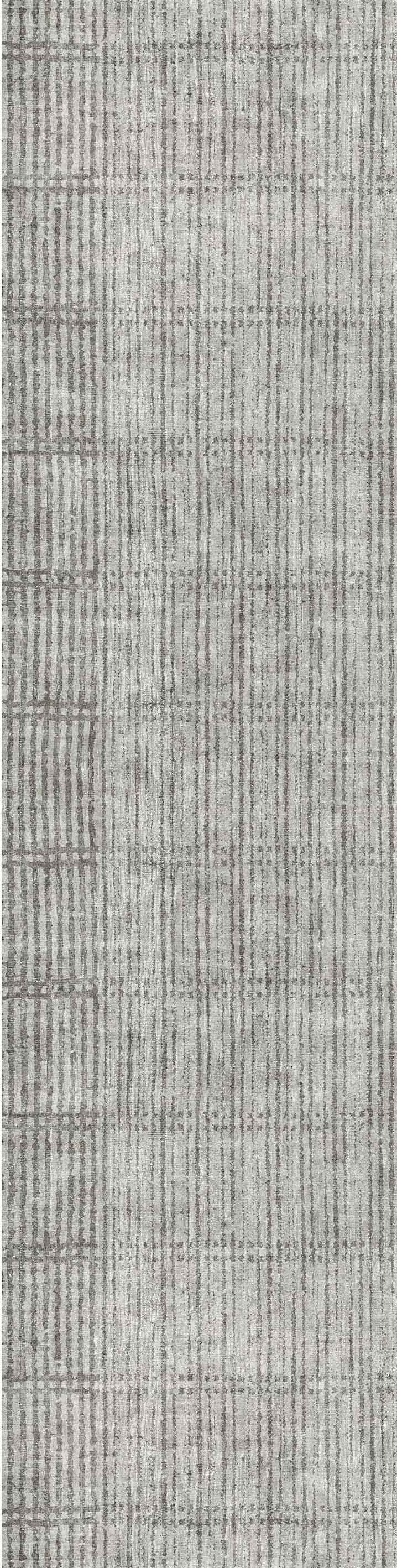 The Ornate Hues - Washable Rug - JRN38 features a textured gray surface with a subtle grid pattern, evoking a woven look. Its muted, neutral tones are perfect for modern interiors and high-traffic areas.