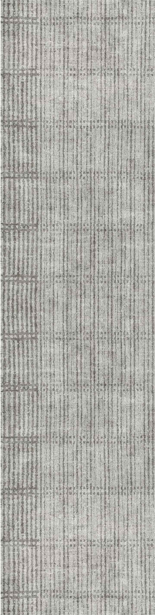 Load image 1 in gallery view. The Ornate Hues - Washable Rug - JRN38 features a textured gray surface with a subtle grid pattern, evoking a woven look. Its muted, neutral tones are perfect for modern interiors and high-traffic areas.