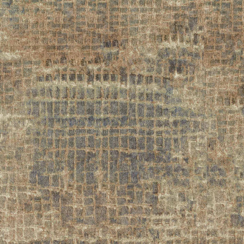 Bild 1 in Galerieansicht laden. Olive green and charcoal grey square rug with a distressed, abstract grid pattern.