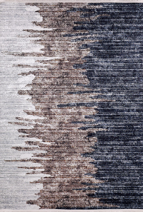 Bild 1 in Galerieansicht laden. Pixelated Paradise - Machine-Washable Rug JR902 (Custom Size) features an abstract gradient with jagged, pixel-like edges, fading from light beige on the left to dark navy on the right—perfect for high-traffic areas and easy to clean.