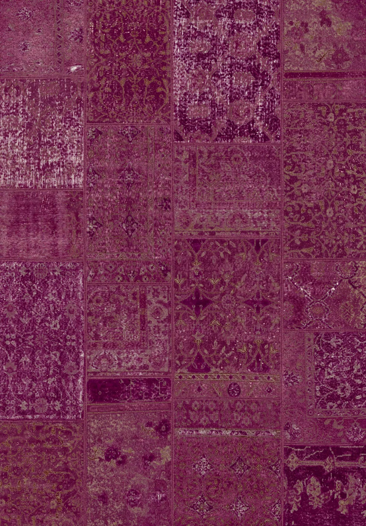 The Purple Mist - Washable Rug (JRN1038) features rectangular patchwork in burgundy and purple with intricate, faded designs. It's ideal for high-traffic, allergy-sensitive homes and easy to keep clean.