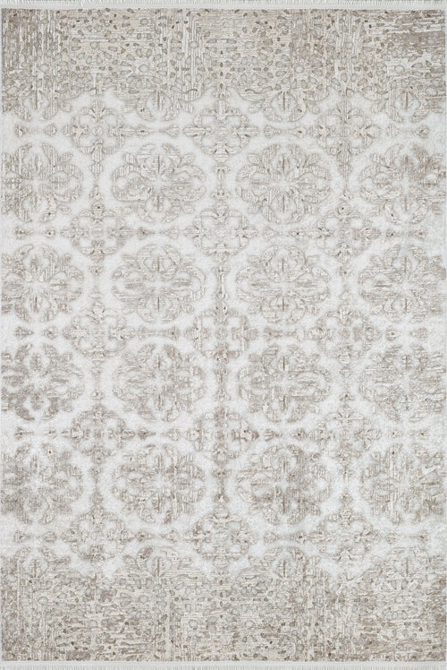 Load image 1 in gallery view. A close-up of the Regal Embellishment - Washable Rug - JR1590 (Custom Size) in gray-anthracite, perfect for high-traffic areas and designed to stay fresh-looking and durable even after repeated washes.
