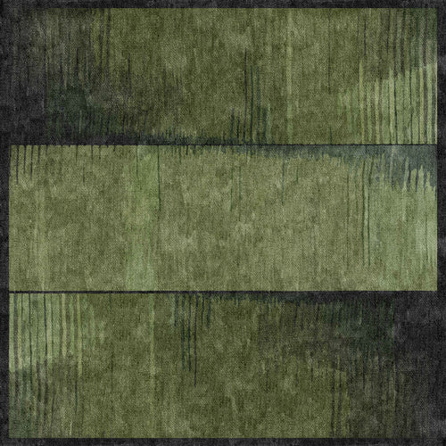 Load image 1 in gallery view. Regal Texture - Washable Rug - JRN34 (Custom Size) features abstract green and black rectangles with vertical streaks and a textured, painterly look—an ideal, washable choice for high-traffic areas.
