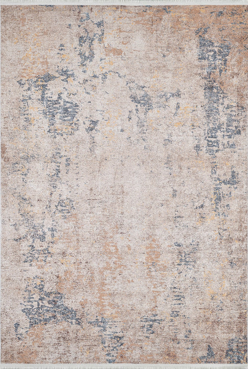 Bild 1 in Galerieansicht laden. The Rhythmic Ripples - Washable Rug - JR1637 (Custom Size) features an abstract flat weave with a distressed beige, tan, blue, and gray pattern for a vintage look—perfectly washable for easy care.