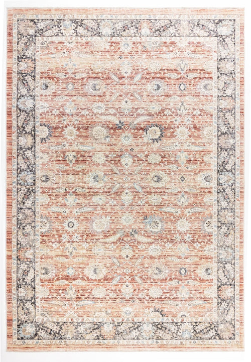 Load image 1 in gallery view. The Rustic Bloom - Area Rug - APX2961 is a rectangular Persian vintage rug with a faded antique look, featuring an intricate floral pattern in cream, blue, and muted red tones, framed by a blue and cream floral border.