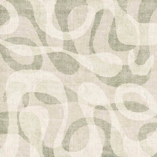 Bild 1 in Galerieansicht laden. Sage green and cream rug with an abstract, overlapping organic swirl pattern.