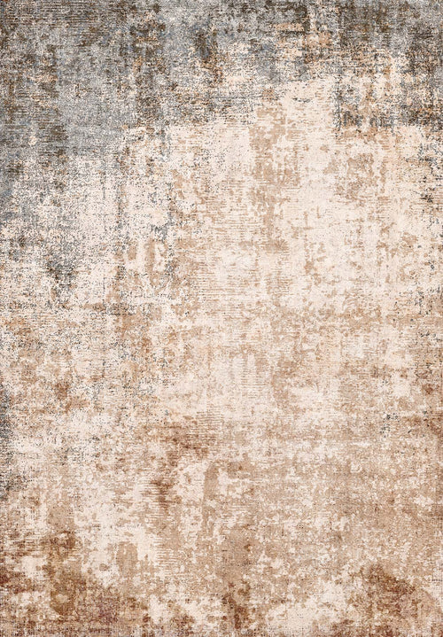 Load image 1 in gallery view. Beige, brown, and grey abstract rug with a distressed, weathered texture.
