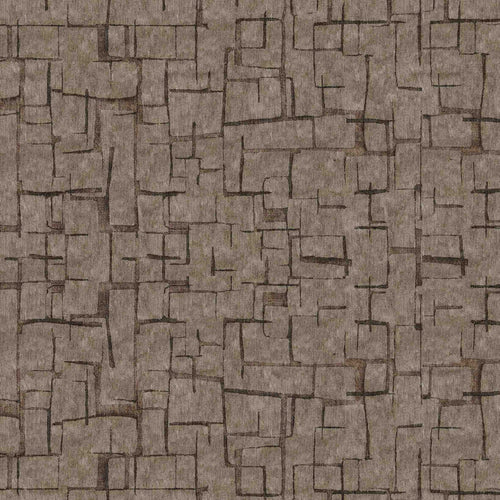 Load image 1 in gallery view. Taupe rug with a dark brown abstract grid pattern of overlapping rectangular lines.
