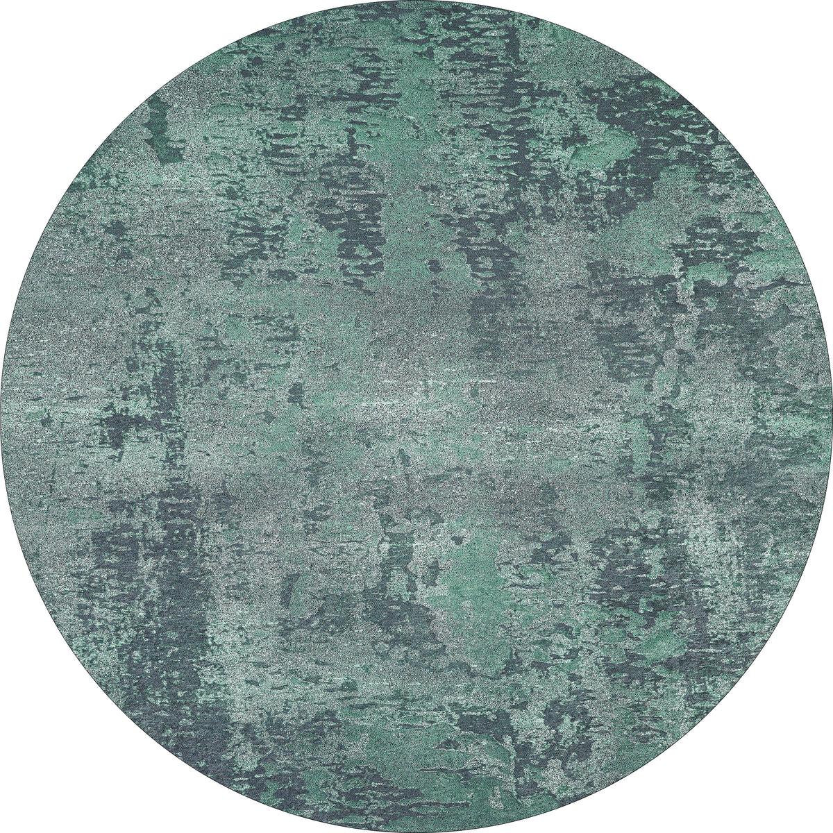 The Smokey Mountains - Washable Rug - JR1631 (Custom Size) features an oval, mottled green, gray, and black pattern reminiscent of abstract art, offering both style and easy cleaning for your space.