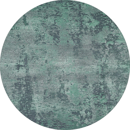 Load image 1 in gallery view. The Smokey Mountains - Washable Rug - JR1631 (Custom Size) features an oval, mottled green, gray, and black pattern reminiscent of abstract art, offering both style and easy cleaning for your space.