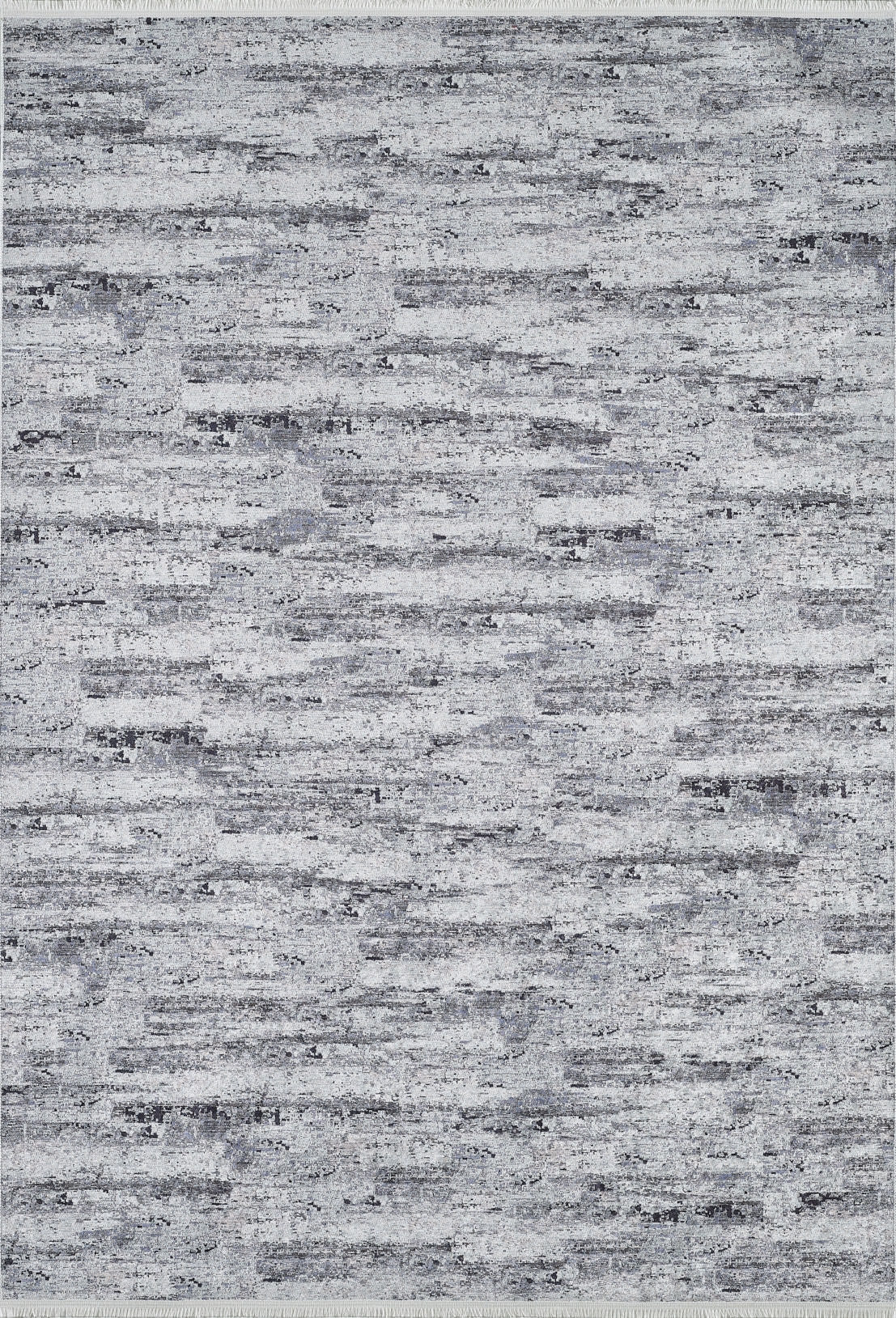 The Stone Path - Washable Rug - JR1772 (Custom Size) features a rectangular, gray-anthracite design with an abstract, textured pattern in gray and white. This modern rug is ideal for high-traffic areas and brings a neutral, contemporary accent to any space.