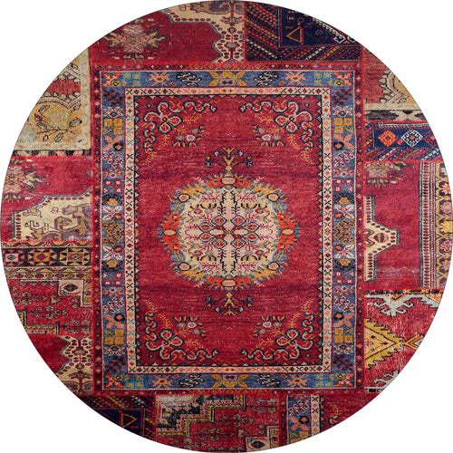 Load image 1 in gallery view. The Tapestry Tango - Washable Rug - JR313 (Custom Size) is an oval-shaped red rug with a central floral medallion, colorful patterns, and intricate borders—ideal for adding elegance to high-traffic areas.