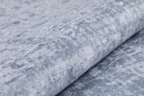 Load image 1 in gallery view. Close-up of Twilight Sky - Washable Rug - JR856 (Custom Size) shows its silver-gray crushed velvet texture and sheen, offering a gray-anthracite look ideal for high-traffic spaces.