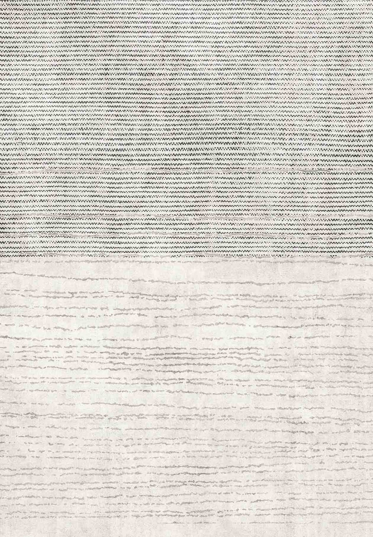 The Velvet Echo - Washable Rug - JRN25 features a textured flat weave: dark, thin lines on the top half and lighter, irregular lines below—stylish for high-traffic areas and easy to maintain since it’s fully washable.