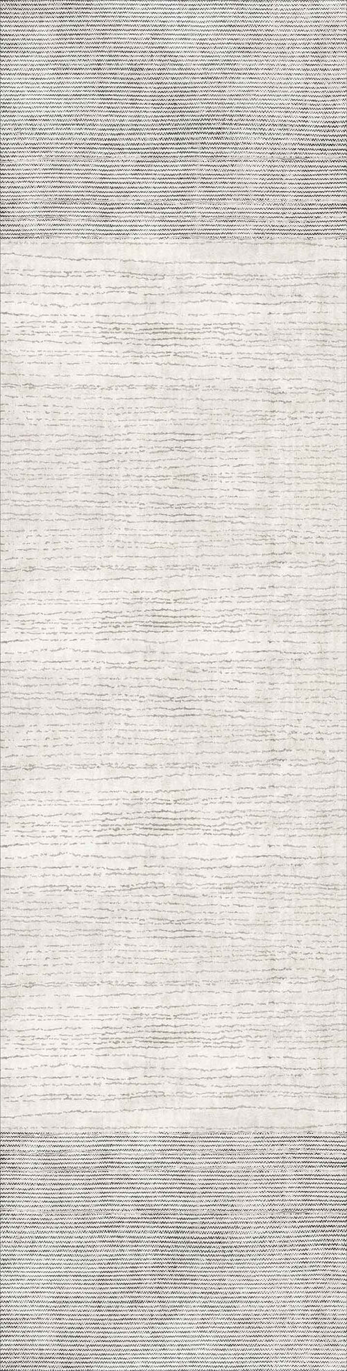 Bild 1 in Galerieansicht laden. The Velvet Echo - Washable Rug - JRN25 is a rectangular flat weave rug with a light gray center, dark gray top and bottom borders, and subtle horizontal patterns—perfect for high-traffic areas.