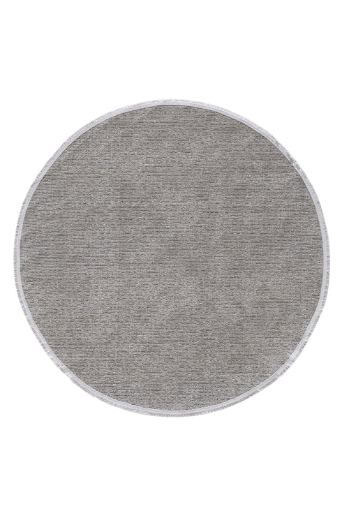 Load image 1 in gallery view. The Velvet Touch Gray Area Rug - PST003 features a round shape, subtle textured pattern, and thin white border—an elegant, minimalist choice for adding modern style to any space.