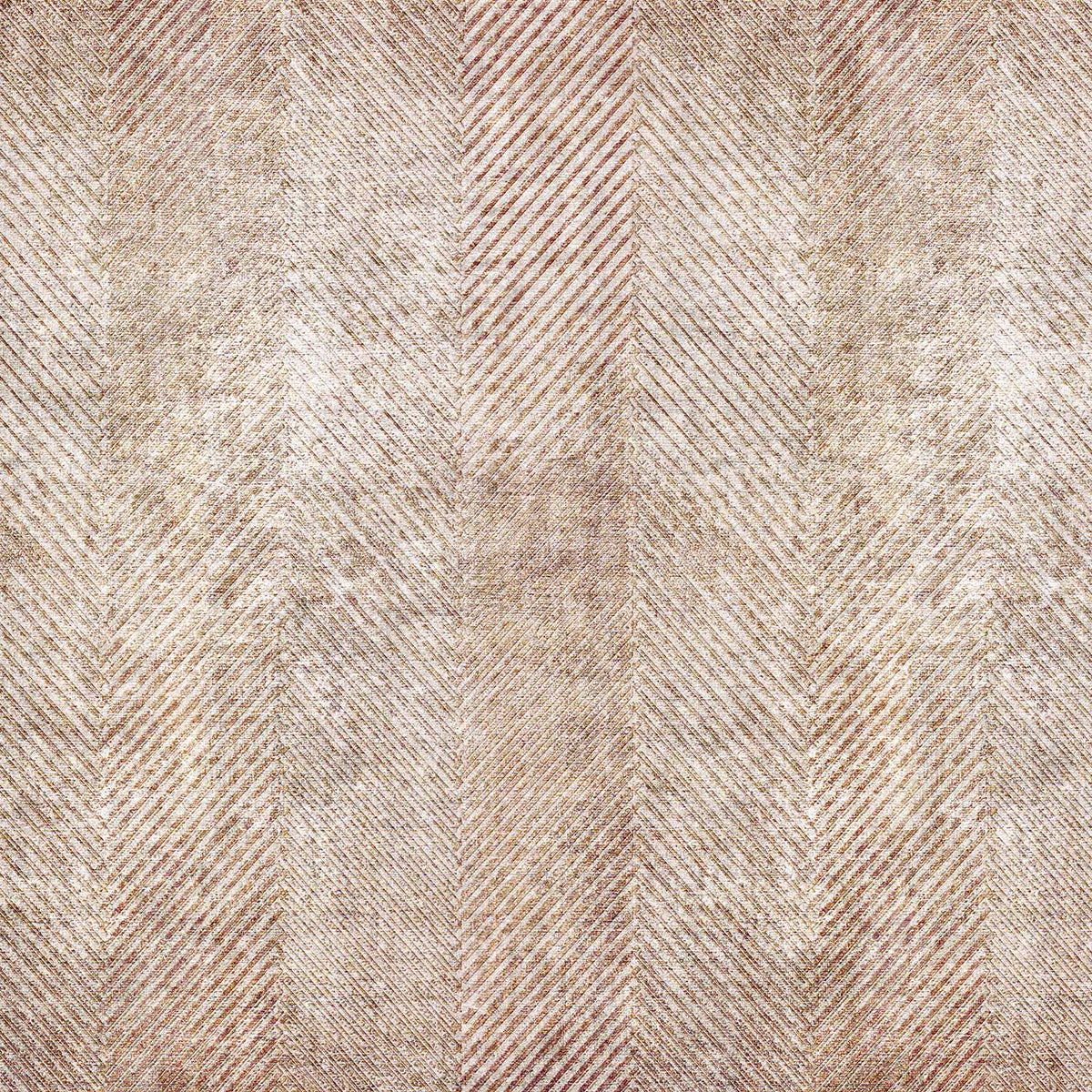 Beige and copper rug with a distressed herringbone pattern and textured finish.
