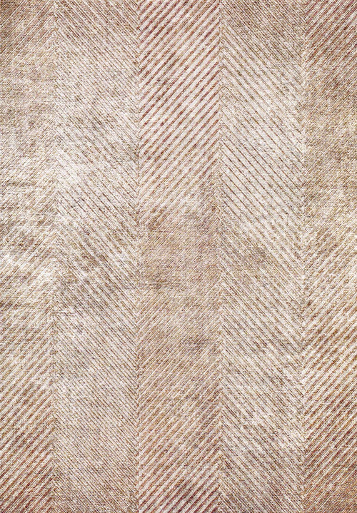 Load image 1 in gallery view. Beige and brown rug with a distressed herringbone pattern and textured finish.