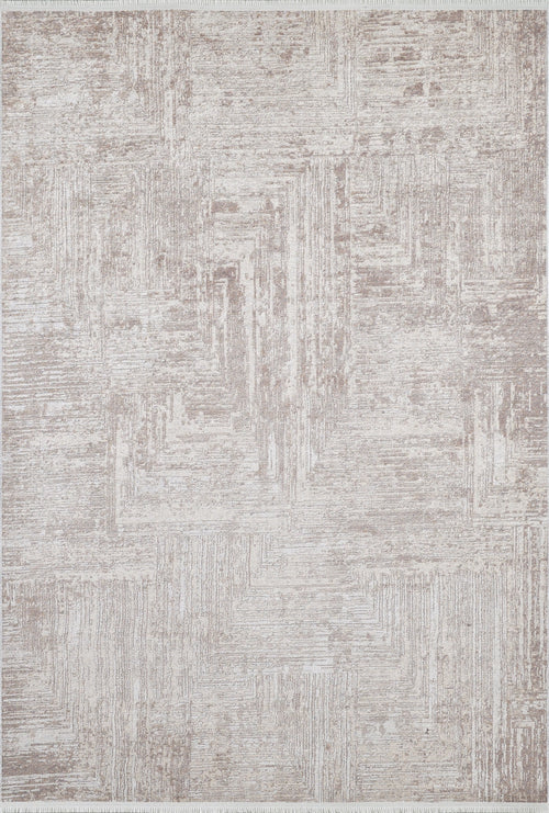 Load image 1 in gallery view. The Wildflower Fields - Washable Rug - JR1632 (Custom Size) features an abstract geometric pattern in cream and beige with muted tones. Its flat weave, modern distressed look adds contemporary style to any space and is easy to care for.