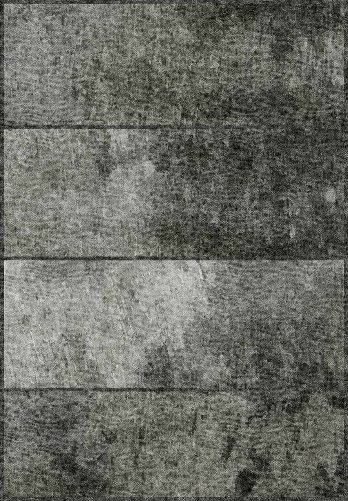 The Wistful Pattern - Washable Rug - JRN35 features a textured, grayscale design with three horizontal rectangles and a mottled surface in light and dark gray, ideal for high-traffic areas.