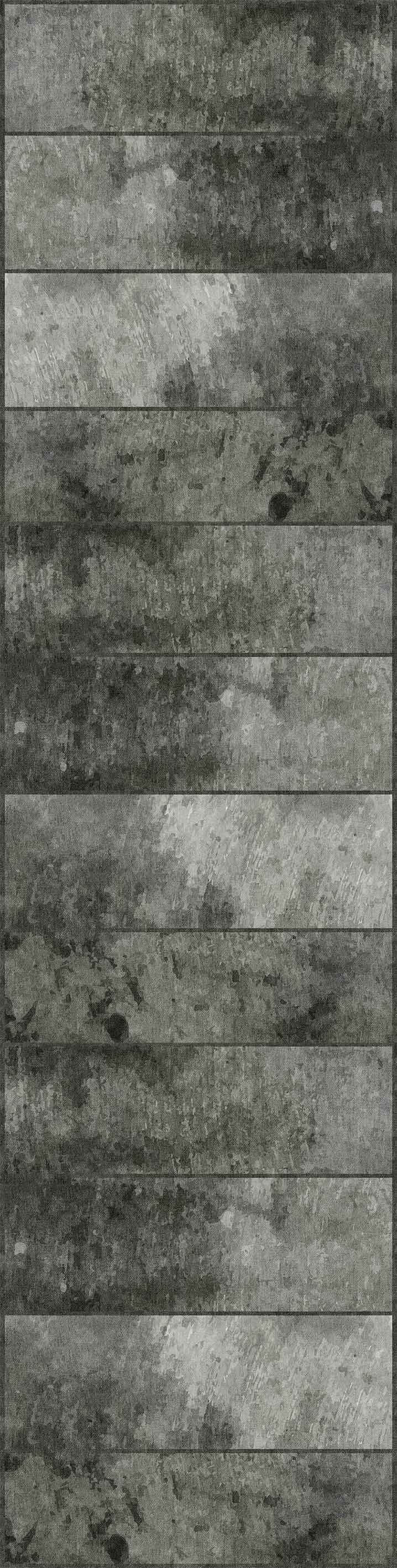 The Wistful Pattern - Washable Rug - JRN35 (Custom Size) features horizontal wooden plank designs in gray and dark green, with a weathered, distressed texture and visible grain for a rustic, contemporary look.
