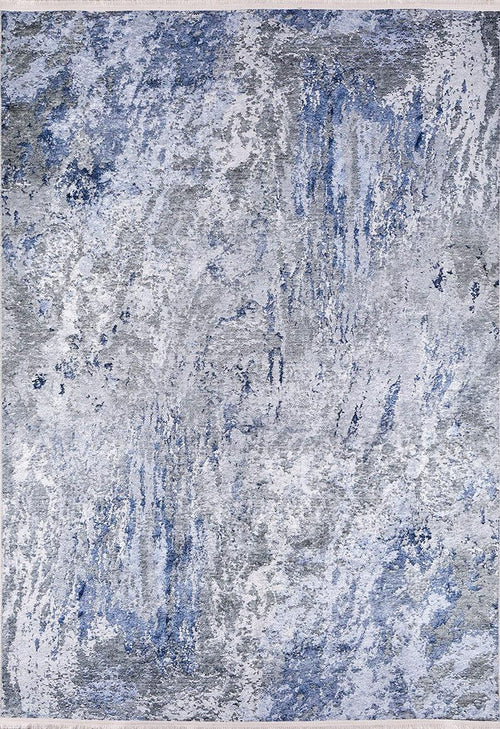 Bild 1 in Galerieansicht laden. The Abstract Oasis – Washable Rug – JR144 (Outlet) US features a rectangular shape and an abstract brushstroke design in blue, gray, and white. Ideal for allergy-sensitive homes and high-traffic areas thanks to its easy-care washable material.