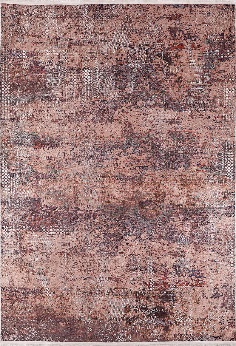 The Abstract Spectrum - Washable Rug - JR1427 is a large, rectangular rug with a distressed abstract pink, brown, and burgundy pattern plus geometric details—ideal for allergy-sensitive homes wanting stylish bronze and brown décor.
