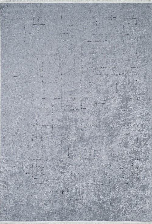 Bild 1 in Galerieansicht laden. The Bohemian Driftwood - Washable Rug (JR1951) features a light grey textured design with a subtle geometric grid of dark grey lines—an ideal, easy-care area rug for high-traffic spaces.