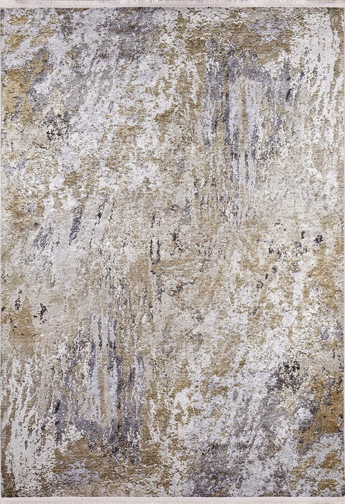Load image 1 in gallery view. The Contemporary Canvas - Washable Rug - JR145 features beige, gray, cream, and yellow-gold tones in a marbled pattern, offering an abstract look ideal for high-traffic areas and easy cleaning.