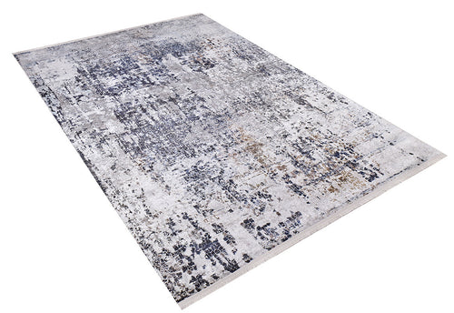 Load image 1 in gallery view. The Creative Currents - Washable Rug - JR835 is a rectangular flat weave rug featuring an abstract distressed pattern in gray, blue, and beige. Perfect for high-traffic areas, it's easy to maintain and shown on a white background.