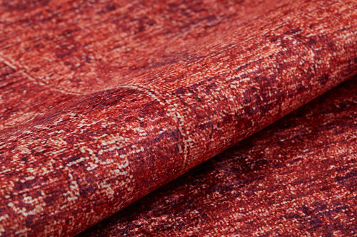 Load image 1 in gallery view. A close-up of the Dynasty Dream - Washable Rug - JR160 reveals fine details, subtle red color variations, a slightly distressed woven look, and hints of an oriental pattern.