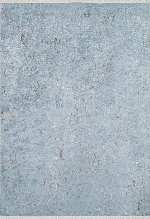 Load image 1 in gallery view. Earthy Sands - Washable Rug - JR1819 features a light blue textured surface with gray and beige speckles and streaks, creating a weathered, abstract look—perfect for high-traffic areas.