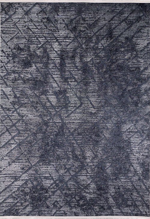 Load image 1 in gallery view. The Geometric Gems - Washable Rug - JR1342 features a dark gray and black geometric pattern with overlapping lines and textured shading. Stylish and practical, it's perfect for high-traffic, modern spaces.