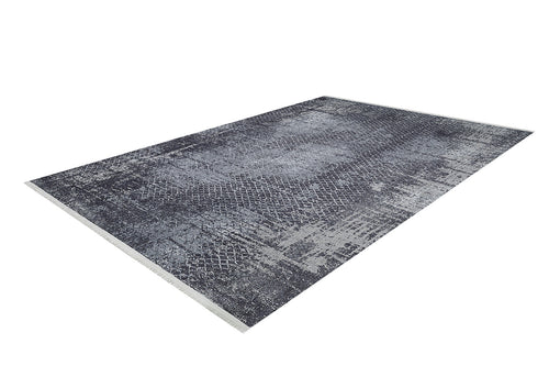 Load image 1 in gallery view. The Infinity Garden - Washable Rug - JR1749 is a rectangular, distressed rug in gray and black tones, featuring a textured pattern. It's washable and perfect for high-traffic spaces, shown here on a white background.