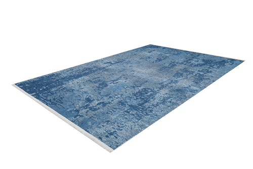 Load image 1 in gallery view. The Ivory Whisper - Washable Rug - JR1628 features a rectangular shape and an abstract textured pattern in shades of blue and white—ideal as a durable, washable rug for high-traffic areas.