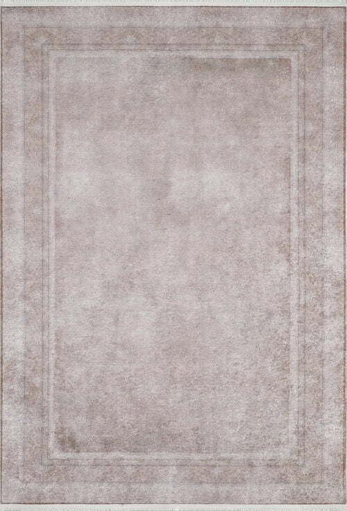 Load image 1 in gallery view. The Luxe Borderline - Washable Rug - JR1741 is a rectangular, light beige rug featuring a double-line border and subtle textured look. Its soft hue with darker edges makes it perfect for high-traffic areas and easy to clean.
