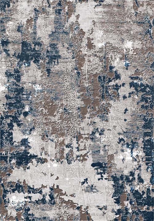 Load image 1 in gallery view. The Modern Melody - Washable Rug - JR586 features an abstract textured design with dark blue, brown, and light gray patches—evoking a weathered painting. Its washable build is ideal for high-traffic areas and homes with allergy concerns.
