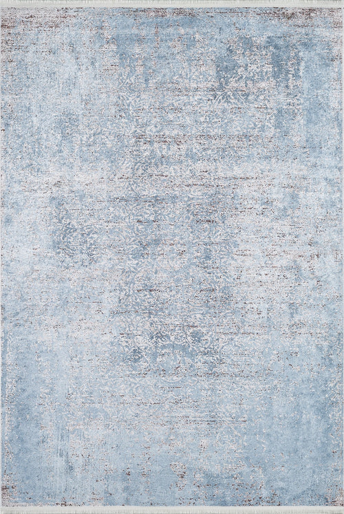 Load image 1 in gallery view. The Old World Charm - Washable Rug - JR1606 is a large blue rug with a faded light blue, white, beige, and grey vintage pattern—perfect for adding style to high-traffic areas and easy to clean for everyday practicality.
