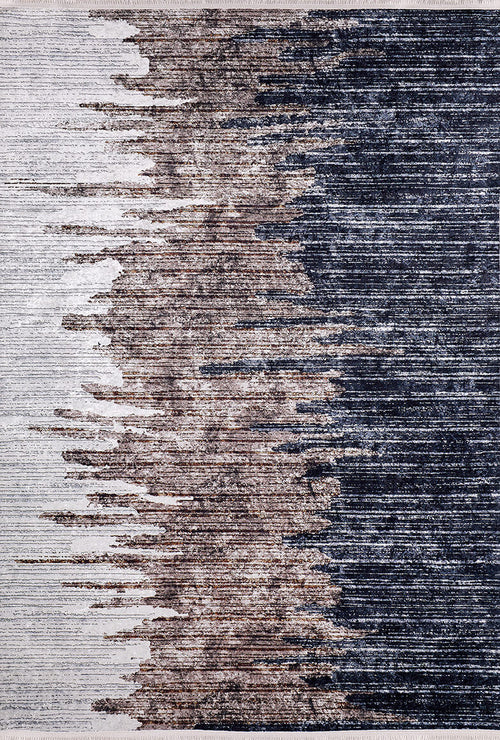 Load image 1 in gallery view. The Pixelated Paradise - Machine-Washable Rug JR902 features an abstract, gradient design from light beige to dark gray and black with jagged color blending—perfect for allergy-sensitive homes.