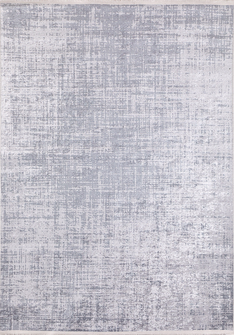 The Twilight Sky - Washable Rug - JR856 is a rectangular, abstract-patterned rug in gray and white with a distressed look, ideal for high-traffic areas and easy to clean.